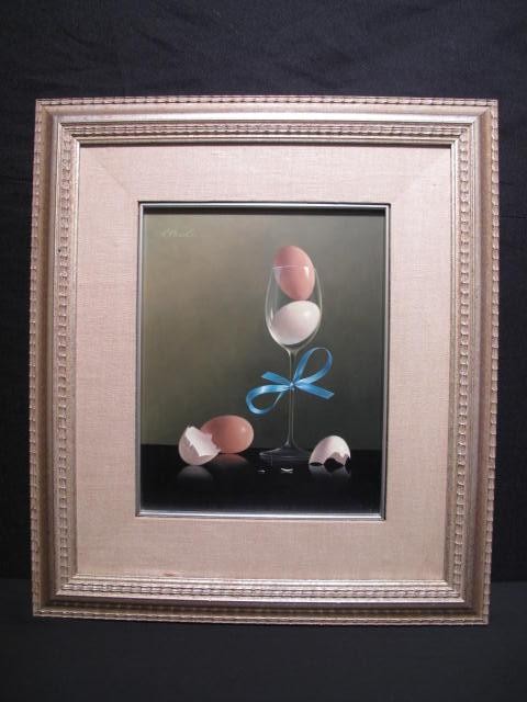 Oil on board still life painting by