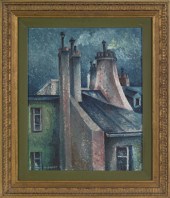 Oil on board townscape 20th c.