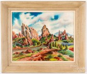 OIL ON BOARD WESTERN LANDSCAPE