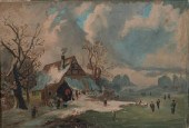 OIL ON BOARD WINTER LANDSCAPEO