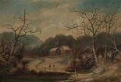 OIL ON BOARD WINTER LANDSCAPEO