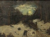 OIL ON BOARD WINTER SCENEOil o