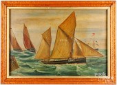 OIL ON BOARD YACHT RACING SCEN