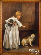OIL ON BURLAP OF A YOUNG GIRL