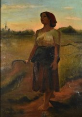 OIL ON CANVAS AFTER JULES BRET
