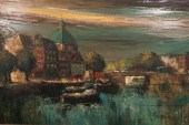 OIL ON CANVAS AMSTERDAM CANAL