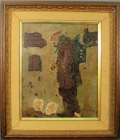 Oil on canvas and collage pain