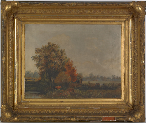 Oil on canvas bucolic landscape