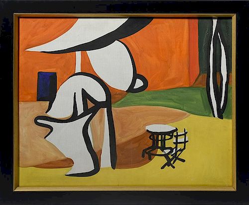 OIL ON CANVAS, CAF_ BISTRO TABLE,
