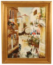 OIL ON CANVAS CANAL SCENE PAIN