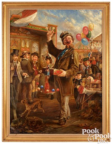 OIL ON CANVAS CARNIVAL SCENE SIGNED