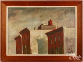 OIL ON CANVAS CITYSCAPE, SIGNE