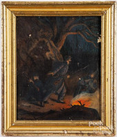 OIL ON CANVAS CIVIL WAR SCENE<