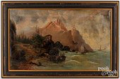 OIL ON CANVAS COASTAL SCENE, L