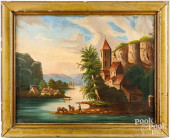 OIL ON CANVAS CONVENT ON THE R