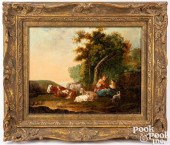 OIL ON CANVAS COURTING SCENE,