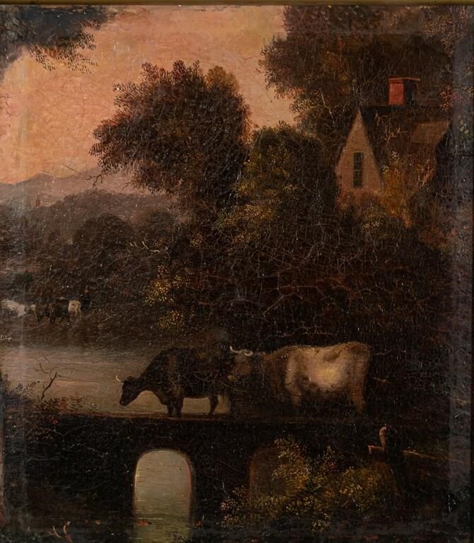 OIL ON CANVAS COWS IN