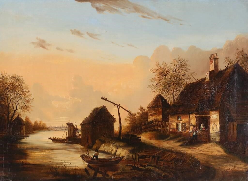 OIL ON CANVAS DUTCH LANDSCAPEOil on