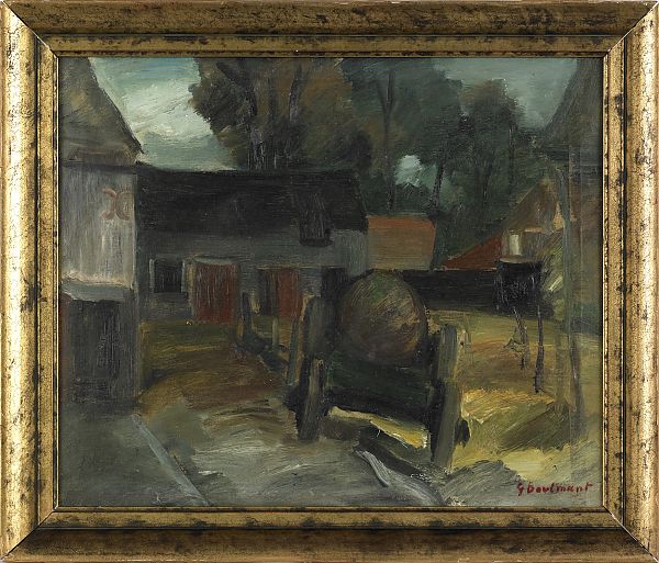 Oil on canvas farmscene early