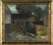 Oil on canvas farmscene early