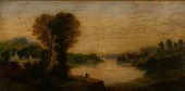 OIL ON CANVAS FISHERMAN IN RIV