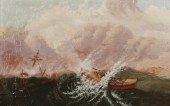 OIL ON CANVAS FOLK ART SEASCAP