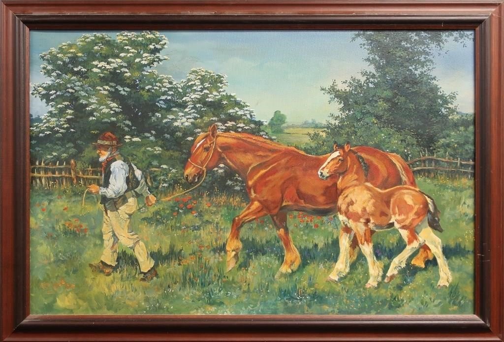 Oil on canvas genre scene of a