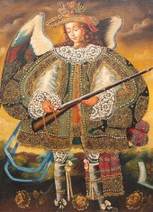 Oil on canvas gilt trimed ange
