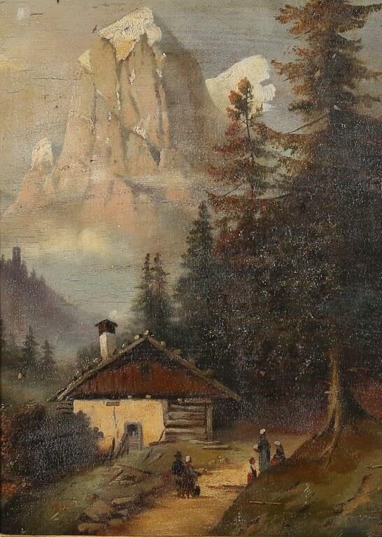 OIL ON CANVAS HOUSE IN LANDSCAPEOil