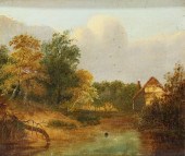 OIL ON CANVAS HOUSE IN RIVER L