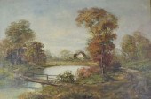 OIL ON CANVAS HOUSE IN LANDSCA