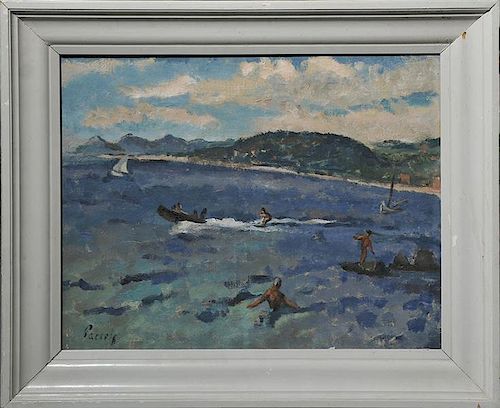 OIL ON CANVAS, IMPRESSIONIST LAKE