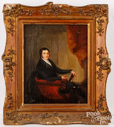 OIL ON CANVAS INTERIOR PORTRAIT