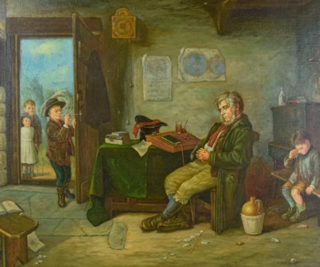 OIL ON CANVAS, INTERIOR SCENEFramed
