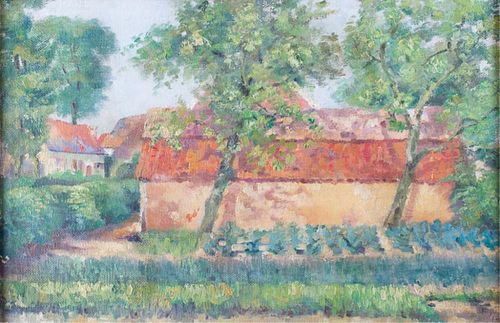 OIL ON CANVAS "LA FERME ROUGE"Oil