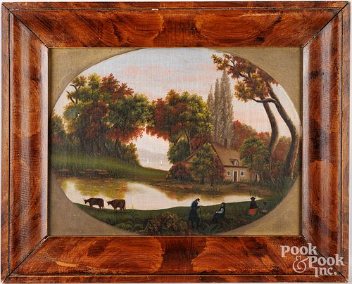 OIL ON CANVAS LANDSCAPE, 19TH C.,