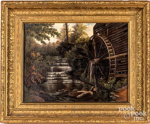 OIL ON CANVAS LANDSCAPE, 19TH C.Oil