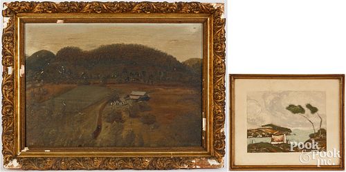 OIL ON CANVAS LANDSCAPE, 19TH C.,