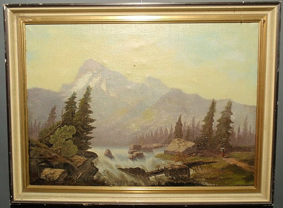Oil on canvas landscape painting of
