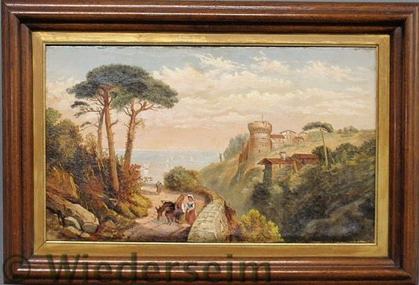 Oil on canvas landscape painting of