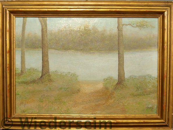 Oil on canvas landscape painting of
