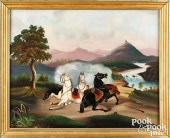 OIL ON CANVAS LANDSCAPE WITH C