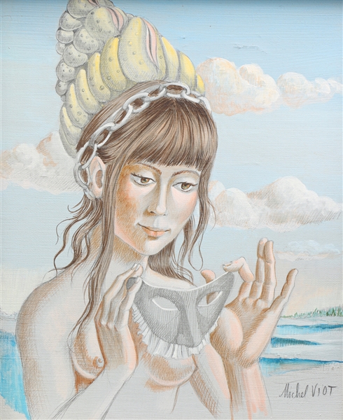 Oil on canvas "Le Masque" Michel