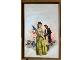 Oil on canvas, likley a book