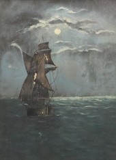 OIL ON CANVAS MOONLIGHT CLIPPE