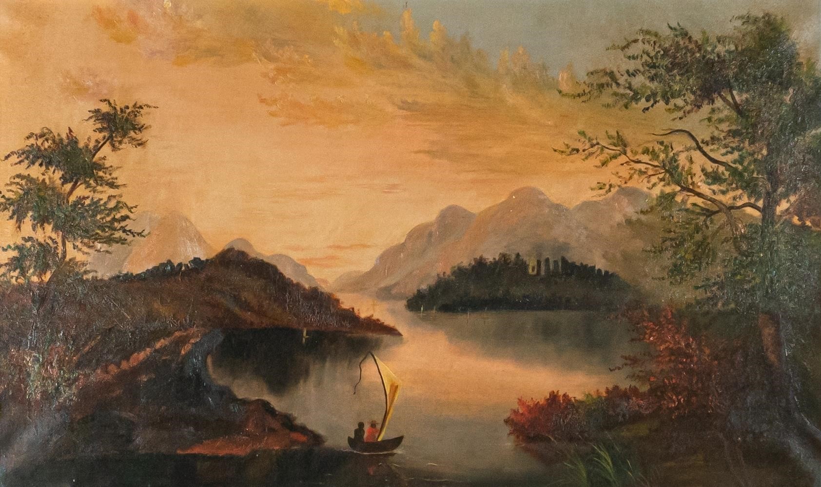 OIL ON CANVAS MOUNTAIN LAKE