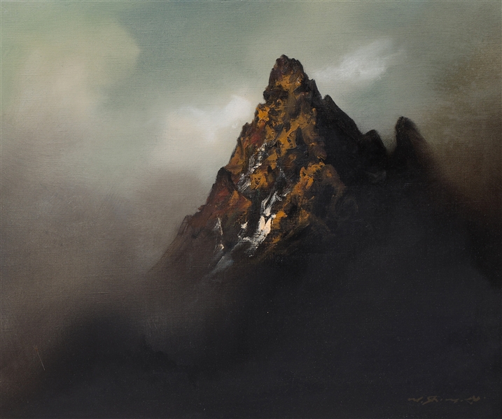 Oil on canvas, mountain, signed