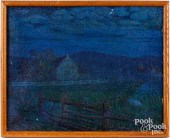 OIL ON CANVAS NOCTURNAL FARMST