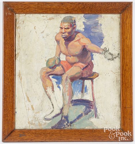 OIL ON CANVAS OF A BOXER