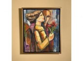 Oil on canvas of a man looking